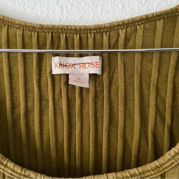 Slim Fit Ribbed Top XL Olive Green Cotton Stretch Grunge Aesthetic Boho Chic - Picture 8 of 11